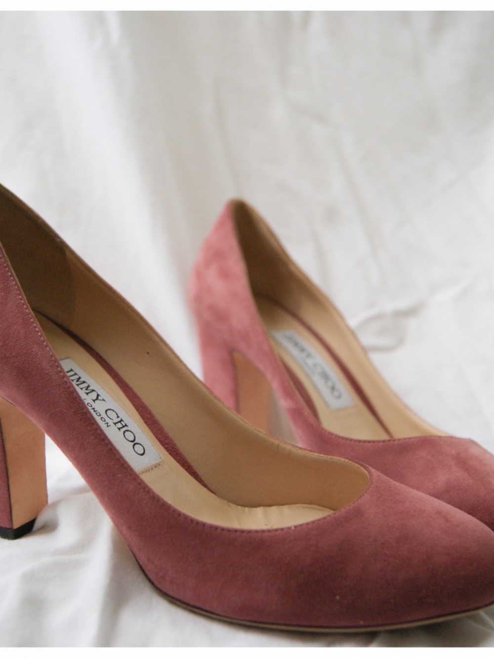 Jimmy Choo Dusty Rose Suede Mid-Heel Pumps